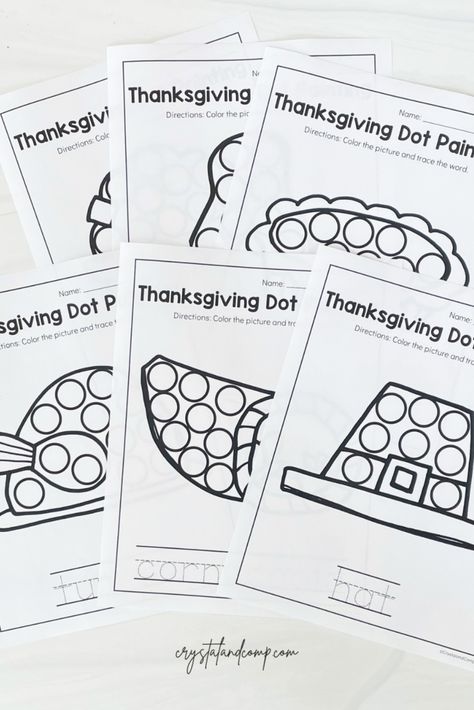 Dot Marker Printables, Fall Lesson Plans, Worksheets For Preschoolers, Dot Marker Activities, Thanksgiving School, Thanksgiving Books, Turkey Hat, November Activities, Fall Lessons