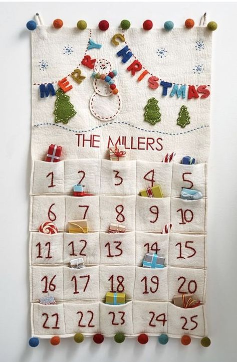 Reusable Advent Calendar, Christmas Countdown Diy, Felt Advent Calendar, Homemade Advent Calendars, Fabric Advent Calendar, Christmas Advent Calendar Diy, Pottery Barn Christmas, Advent Calendar Gifts, Advent Calendars For Kids