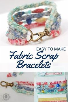 Sewing With Scraps, Scrap Fabric Crafts, Scrap Fabric Projects, Fabric Bracelets, Jewelry Diy Bracelets, Fabric Christmas Ornaments, Textile Jewelry, Fabric Projects, Diy Schmuck