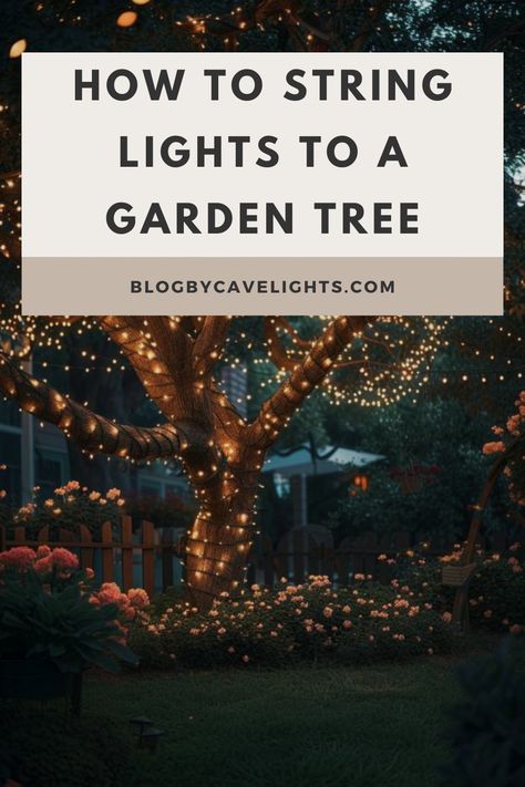 🌟 Transform your backyard into a mesmerizing retreat! Discover expert tips on adding string lights to your garden trees for a captivating glow. Click to unlock the secrets of stunning garden lighting design! 💡 Outdoor Lighting Ideas Backyards Trees, Outdoor Tree Lighting Ideas, Lights In Trees Backyard, Fairy Lights On Trees, Back Yard Lights, Light A Tree, Fairy Lights Backyard, Yard Lighting Ideas, Bistro Lights Backyard