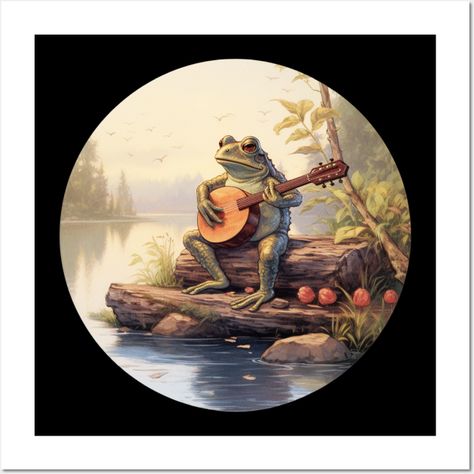 Bring the rhythm to life with our frog playing banjo design. This artwork combines the world of frogs with the sounds of the banjo, creating a design that's both whimsical and musical. -- Choose from our vast selection of art prints and posters to match with your desired size to make the perfect print or poster. Pick your favorite: Movies, TV Shows, Art, and so much more! Available in mini, small, medium, large, and extra-large depending on the design. For men, women, and children. Perfect for d Frog With Banjo, Frog Playing Banjo, Frog Pictures, Funny Frogs, Frog And Toad, Banjo, Toad, Frogs, Art Sketchbook