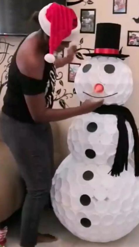 How To Make A Snowman Out Of Cups, How To Build A Snowman Craft, Snowman In A Cup, Styrofoam Cup Snowman, Snowman Plastic Cups, Do You Wanna Build A Snowman, Styrofoam Snowman Crafts, Styrofoam Cup Crafts, How To Make A Snowman