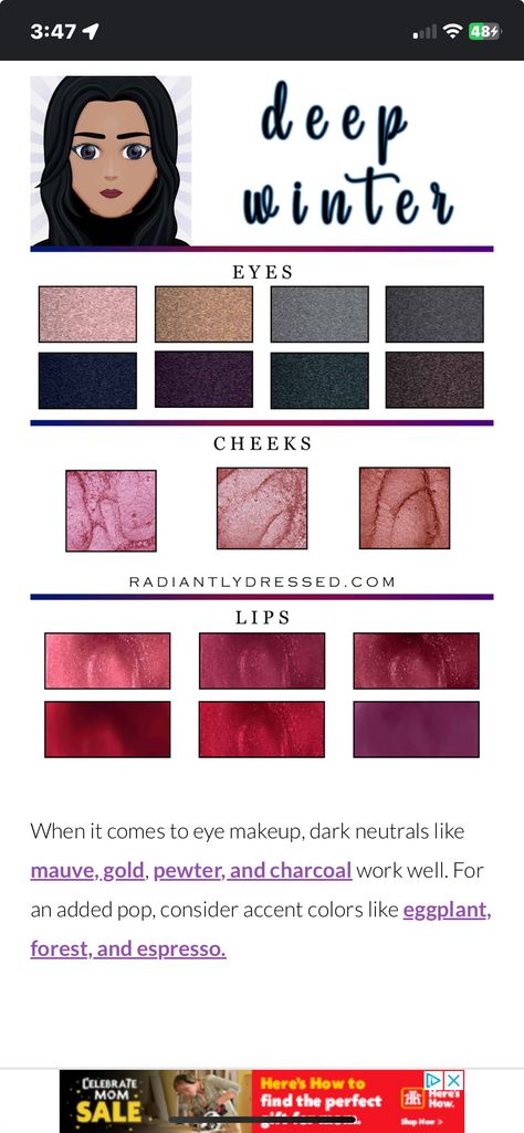 Makeup For Deep Winter, Deep Winter Makeup, Deep Winter Palette, Winter Palette, Winter Makeup, Deep Winter, Fun Style, Glow Up?, Accent Colors