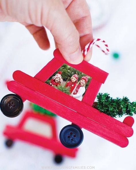 Popsicle Stick Ornaments, Diy Popsicle, Fun Christmas Crafts, Popsicle Stick, Preschool Christmas, Family Keepsakes, Christmas Truck, Christmas Crafts For Kids, Christmas Activities