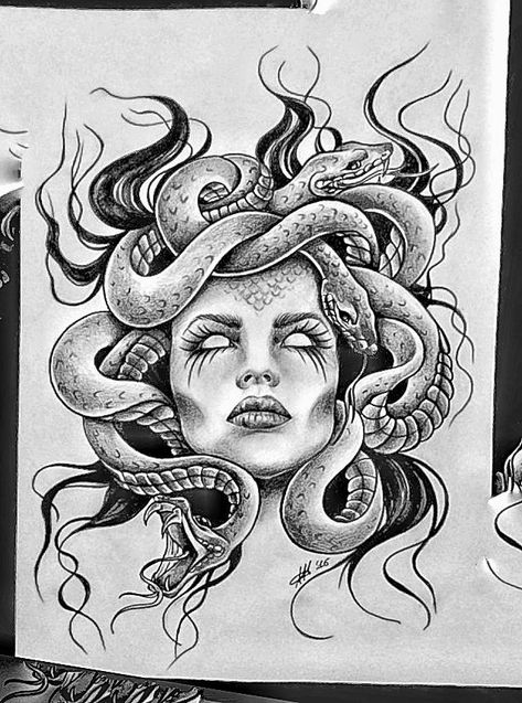 Tato Phoenix, Medusa Drawing, Spanish Tattoos, Medusa Tattoo Design, Medusa Art, Kunst Tattoos, Tato Lengan, Amazing Tattoos, Cat Tattoos