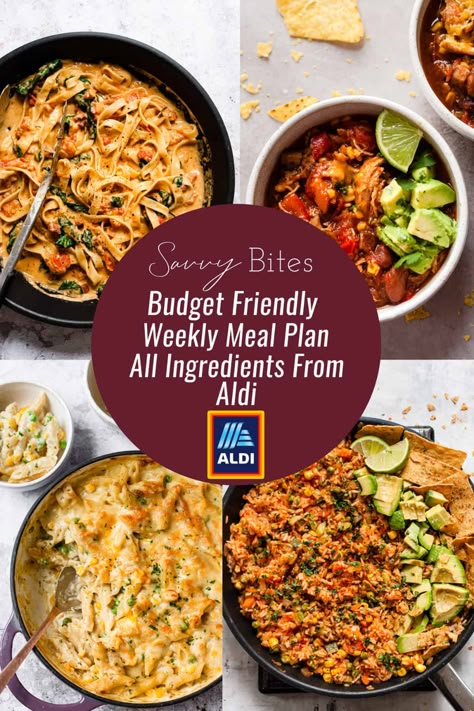 7 Day Aldi Budget Meal Plan (Jan 25-31) - Savvy Bites Meals For A Month Menu Planning, Cheap Student Meals, Savvy Bites, Week Day Dinners, Aldi Meals, Student Meals, Weekend Meal Prep, Budget Dinners, Frugal Meal Planning