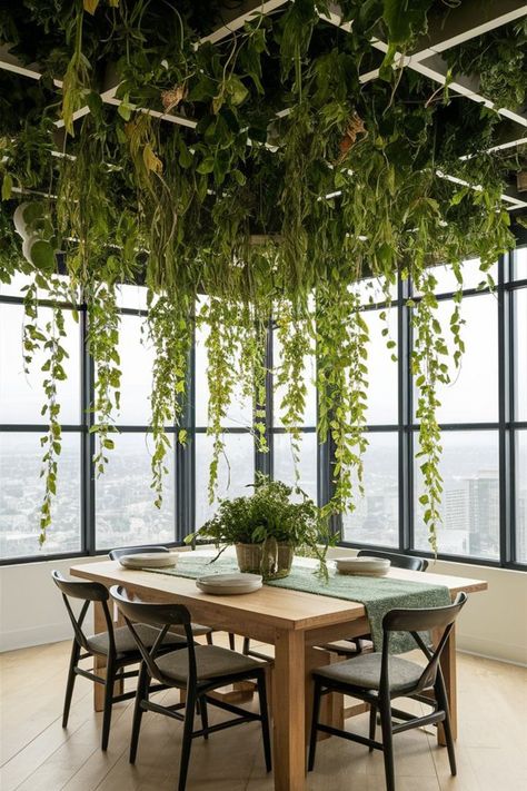 Drape hanging vines from shelves or ceilings for a cascading effect that brings the outdoors inside. #AestheticGreenery #HangingVines #IndoorPlants Aesthetic Greenery, Hanging Vines, Plant Aesthetic, Small Apartment, Hanging Plants, Small Apartments, The Outdoors, Office Space, Indoor Plants