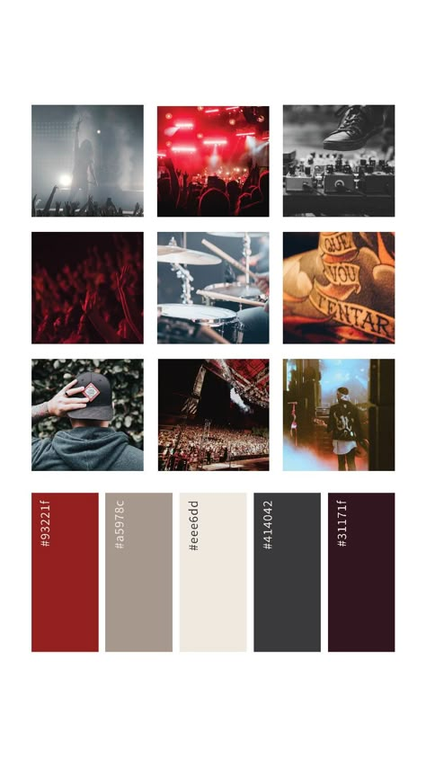 Band Color Palette, Funky Rooms, Masculine Color Palette, Poster Grafico, Rock Room, Poster Rock, Magazine Layout Inspiration, Classic Branding, Website Color Palette