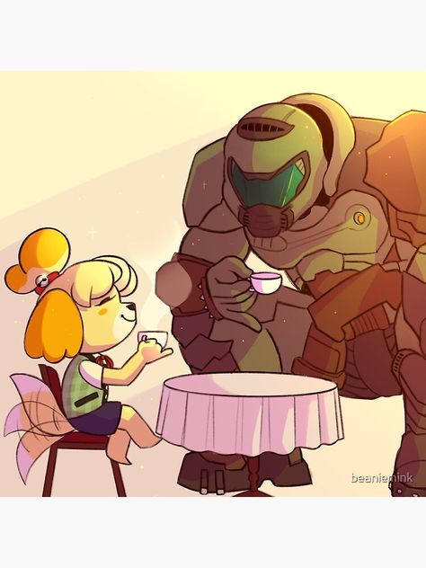 Doom Guy Isabelle, Animal Crossing And Doom, Doom And Animal Crossing, Isabelle Animal Crossing Doom, Isabel And Doom Guy, Isabell And Doom Guy, Isabella X Doomguy, Doom Slayer X Isabelle, Doom Slayer And Isabelle Matching Pfp