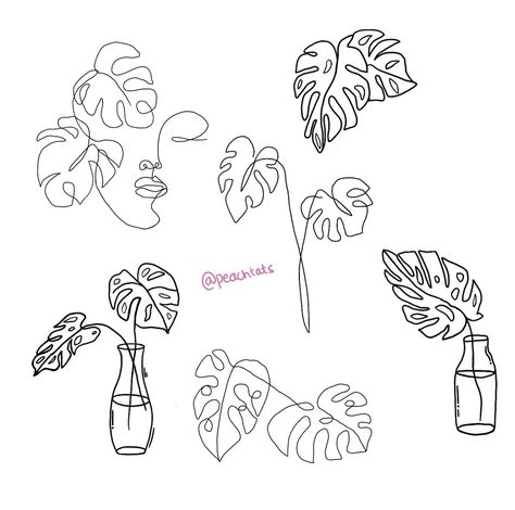 Linework Plant Tattoo, Friendship Plant Tattoo, Simple Monstera Tattoo, Monstera Tattoos Leaves, Simple Plant Tattoo, Tattoo Ideas Plants, Empress Tattoo, Mum And Daughter Tattoo, Monstera Tattoo