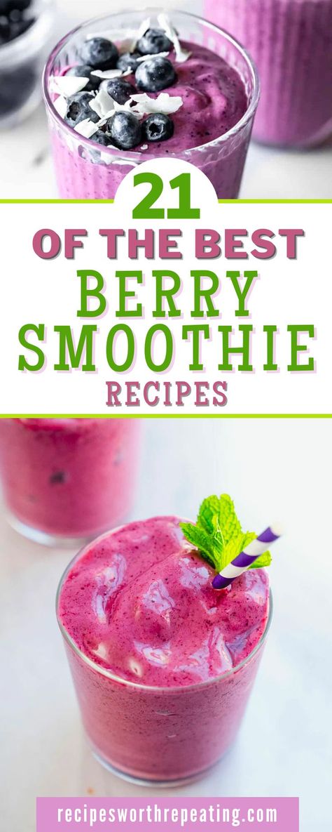 The best berry smoothie recipes! From blueberry banana to berry smoothie bowls, all of these are bursting with sweet berry flavor and made with simple ingredients. Easy to make, these are perfect for breakfast, lunch, or a snack! While I love a good fruit smoothie recipe, these berry smoothies are some of the best I've ever tasted! Veggie Juice Recipes, Berry Smoothies, Fruit Smoothie Recipe, Healthy Brunch Recipes, Berry Smoothie Recipe, Yogurt Smoothies, Berry Juice, Easy Smoothie Recipes, Smoothie Bowls