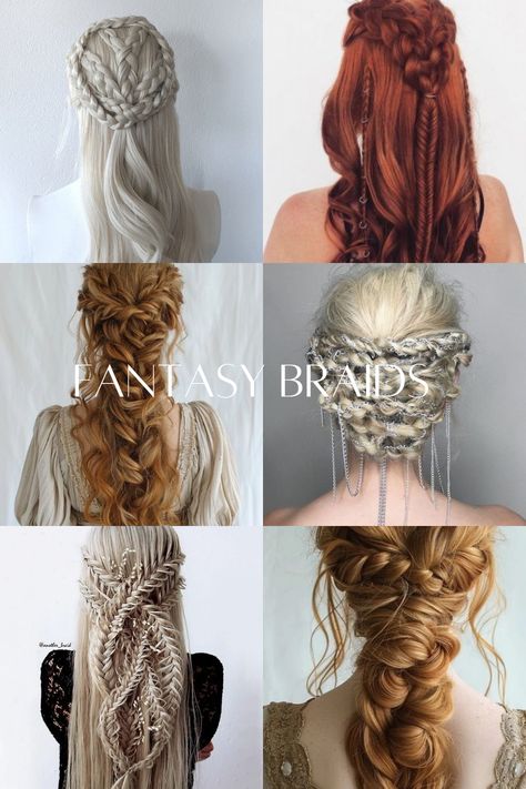 Hairstyle, magical, game of thrones inspired hair, fairytale hair Game Of Thrones Hairstyles Sansa, Fantasy Queen Hairstyles, Game Of Thrones Hair Styles, Asgardian Hairstyles, Acotar Hairstyles, Got Hairstyles, Game Of Thrones Braids, Dragon Hairstyles, Fairytale Hairstyles