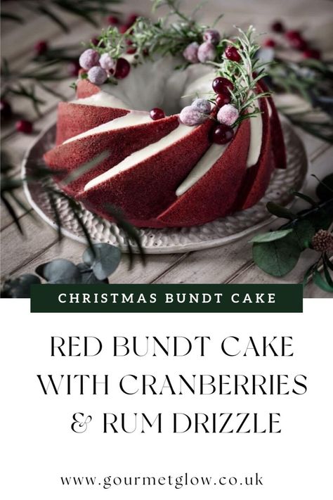 Looking for a Christmas cake recipe to serve it at your Christmas dinner party? Try this soft festive Red rooibos bundt cake with frosted Cranberries and Rum drizzle. This Crhistmas holiday cake will impress everyone at your Christmas dinner table. Get the recipe now and get bundt cake decoration ideas for truly nailing the Christmas season aesthetic. Christmas Season Aesthetic, Christmas Party Dessert Recipes, Bundt Cake Decorations, Cake With Cranberries, Frosted Cranberries, Festive Cocktail Recipes, Christmas Bundt Cake, Christmas Cake Recipe, Winter Holiday Recipes