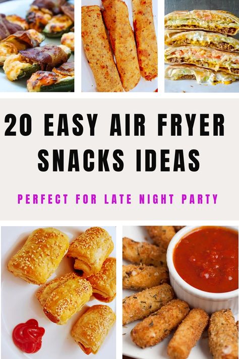 Discover a wide selection of mouthwatering air fryer snack recipes perfect for satisfying your late-night cravings. These recipes are easy and quick to make in just under 15 minutes. Best Late Night Snacks Easy, Best Midnight Snacks Easy, Easy Late Night Recipes, Easy Quick Midnight Snacks, Quick Easy Late Night Snacks, Hot Snack Ideas, Quick Night Snacks, Yummy Midnight Snacks, Easy Food To Make When You Have No Food