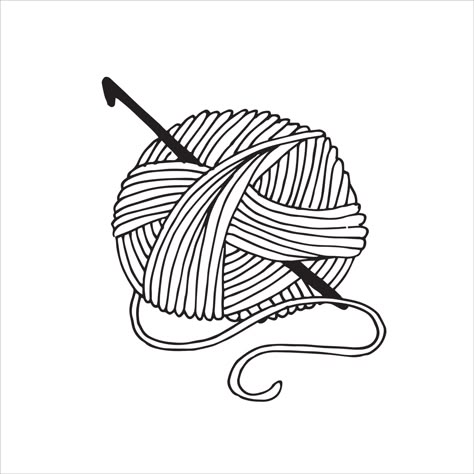 Download the vector illustration in doodle style. cute ball of yarn and a crochet hook. black and white illustration, logo, icon. knitting, crocheting, hobbies 9878684 royalty-free Vector from Vecteezy for your project and explore over a million other vectors, icons and clipart graphics! Bullet Journal Knitting, Knitting Tattoo, Yarn Color Combinations, Yarn Braids, Yarn Bracelets, Crochet Needle, Flower Logo Design, Crochet Ball, Ball Of Yarn