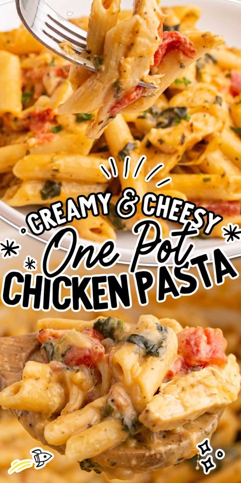 One Pot Chicken Pasta, Presto Pasta, Chicken Breast Pasta, Cheesy Chicken Pasta, Rigatoni Recipes, Cream Cheese Pasta, Chicken Fajita Pasta, Chicken Parmesan Pasta, One Pot Chicken