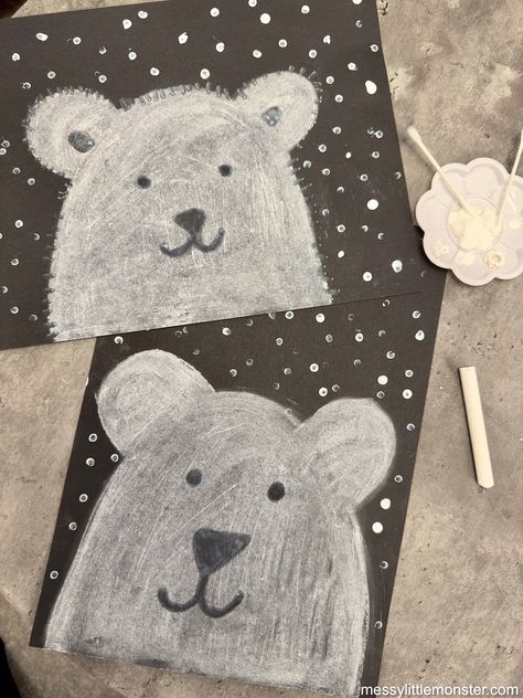 Bear Art Reference, Draw A Polar Bear, Polar Bears Preschool, Polar Bears Activities, Bears Preschool, Polar Bear Drawing, Polar Bear Face, Urs Polar, Polar Bear Craft