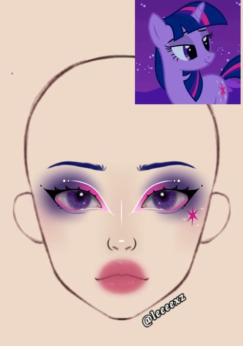 Fun Purple Makeup, Pinky Pie Makeup, Makeup Ideas Cosplay, Pokemon Makeup Looks, Video Game Makeup, Mario Makeup Looks, Pinkie Pie Makeup, Pink Halloween Makeup Looks, Twilight Sparkle Makeup