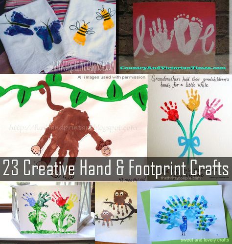 23 Cute and Adorable Craft Ideas using Handprints and Footprints. Handprint and footprint craft ideas for kids! #kidscrafts Hand And Footprint Crafts, Foot Print Art, Footprint Craft, Footprint Crafts, Footprint Art, Foot Print, Handprint Crafts, Handprint Art, Toddler Art