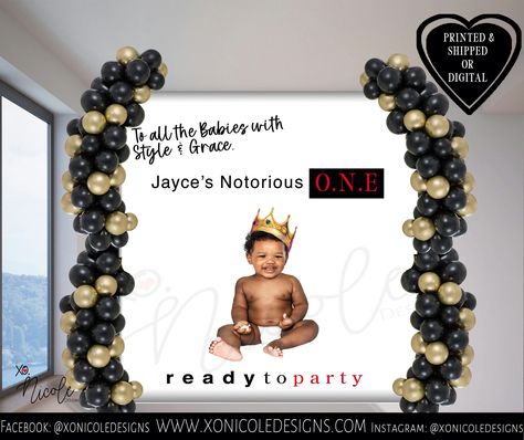 The Notorious One Backdrop, Notorious One, Step And Repeat Backdrop, Boys First Birthday Party Ideas, Scene Setters, Boys 1st Birthday Party Ideas, Baby Boy 1st Birthday Party, Step And Repeat, Baby Boy 1st Birthday