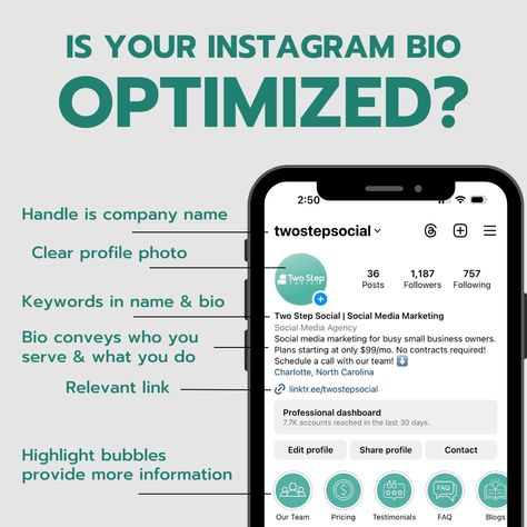 Is your Instagram bio optimized? Here's a quick guide! Ig Bio Business, Searchable Instagram Bio, Instagram Bio Examples Social Media, Instagram Bio For Business, Enterpreuner Instagram Bio, Company Instagram, Instagram Marketing Strategy, Instagram Marketing Tips, Instagram Bio