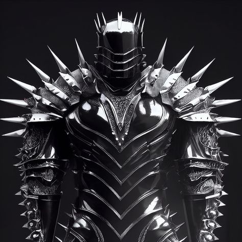 Sharp Armor, Black Knight Armor, Evil Armor, Spiked Armor, Anime People Drawings, Villain Oc, Gladiator Armor, Knight Medieval, Evil Knight