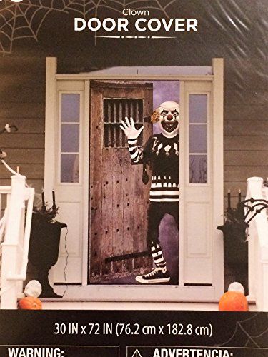 Halloween Scary Clown Door Cover  30 x 72 * Details can be found by clicking on the image. Halloween Decorations Door, Clowns Halloween Decorations, Halloween Themed Birthday Party, Haunted House Decorations, Creepy Decor, Scary Clown, Halloween Clown, Door Covers, Halloween Toys