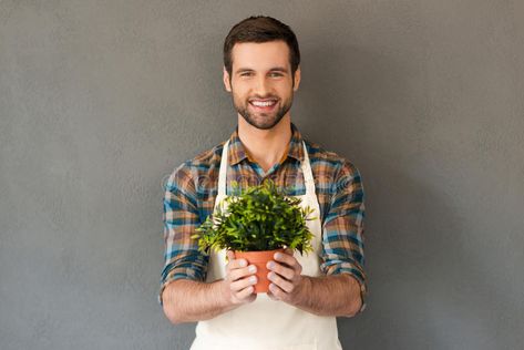 Cheerful gardener. Cheerful young gardener holding flower pot and smiling at cam , #Aff, #holding, #flower, #young, #Cheerful, #gardener #ad Being Kind To Others, Man Looking Up, Thinking Man, Smiling Man, Hipster Man, Blue Backdrops, Acts Of Kindness, Aztec Design, Redhead Girl