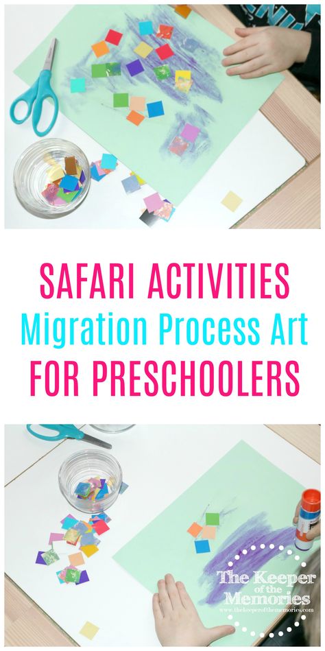 Are you planning a new theme and looking for lots of fun preschool safari activities? Check out this cool migration process art experience for little kids! Make a mosaic that looks like a herd of animals! Migration Art Preschool, Preschool Migration Activities, Migration Crafts Preschool, Migration Activities For Preschool, Migration Preschool Activities, Migration Activities For Kids, Migration Preschool, Migrating Animals, Migration Activities