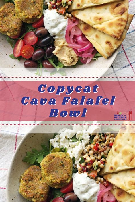 Who doesn’t love copycat recipes? And who doesn’t love fast casual restaurants? There is a huge increase in popularity of “build your own” bowl restaurants like Chipotle, Cava, Mezeh, and Sweetgreen. Here we have both, a way that you can make your own copy cat Cava falafel bowl recipe! So you can recreate a similar recipe in your own home. #cava #falafelbowl #copycat Copycat Cava Falafel, Cava Copycat Recipe Falafel, Hungryroot Copycat Recipes, Hungry Root Recipes Copycat, Copycat Cava Bowl, Hungry Root Copycat Recipes, Cava Restaurant Recipes, Cava Copycat Recipe, Cava Bowl Recipe