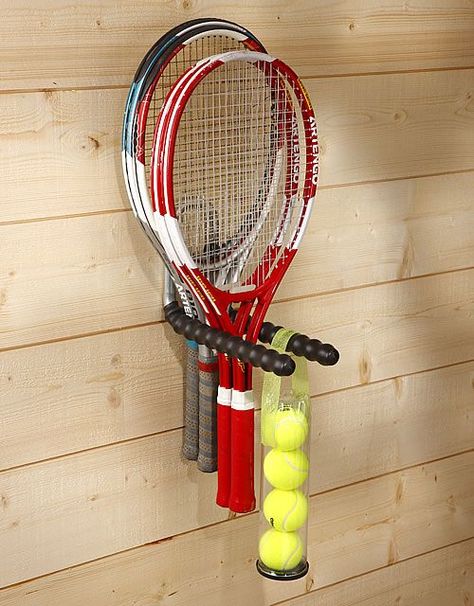 Don’t waste time digging around for your #rackets, just grab them and go with this handy sports gear storage hack. Kit yourself out with all your sports equipment and gear at Sweatband.com and collect Nectar points. http://bit.ly/2bwFCBN  #DIY #sports #storagehacks #storage Small Garage Organization, Garage Velo, Sports Equipment Storage, Sports Storage, Basement Redo, Garage Organisation, Garage Workshop Organization, Garage Storage Racks, Garage Organization Diy