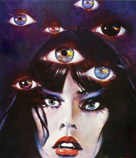 Psychic vampire woman Arte Pulp, Retro Horror, Bd Comics, Evil Eyes, Tableau Art, Pulp Art, Arte Inspo, Arte Sketchbook, Vintage Horror