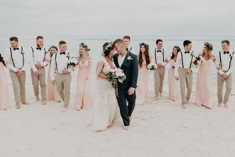 Beach Wedding Motif, Beach Wedding Party Attire Color Schemes, Wedding Motif Ideas Color Schemes, Small Beach Wedding Ideas, Beach Wedding Bridal Party, Destination Wedding Attire, Wedding Motif, Beach Wedding Party, Beach Wedding Groom