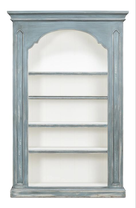 Arched Bookcase, Blue Bookcase, Shabby Chic Chandelier, Hamptons Cottage, Elegant Outdoor Furniture, White Bookshelves, Shabby Chic Table, Bahama Mama, Grey Exterior