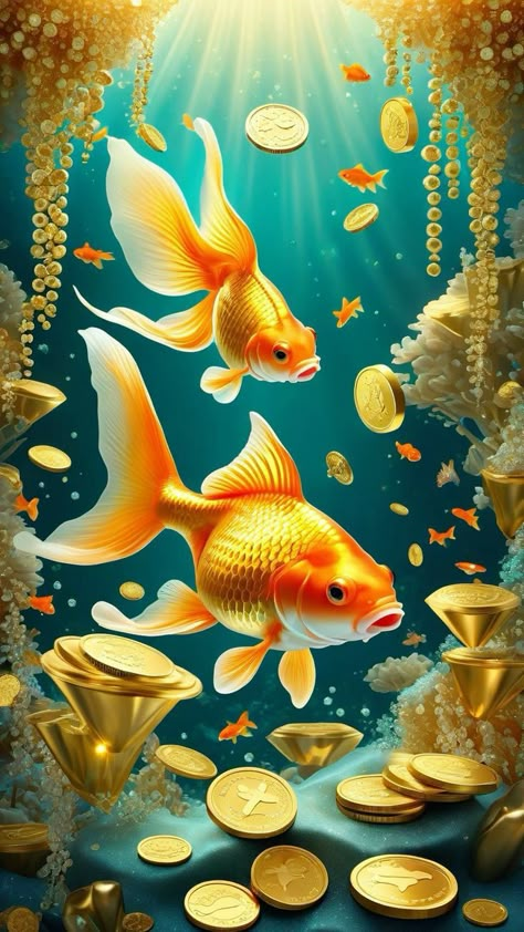 Golden Fish Wallpaper, Gold Fish Painting, Free Android Wallpaper, Ikan Air Tawar, Lotus Wallpaper, Hindi Comics, Diwali Photography, Lucky Wallpaper, Cute Owls Wallpaper