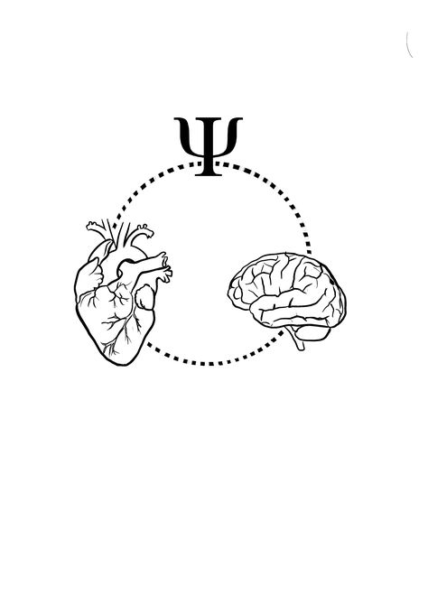 Psychology Related Tattoos, Tattoo For Psychologist, Psychologist Tattoo Ideas, Neuroscience Tattoo Psychology, Tattoos For Psychologists, Psychologist Tattoo, Psychology Symbol Tattoo, Psychology Tattoo Ideas Symbols, Heart And Brain Art