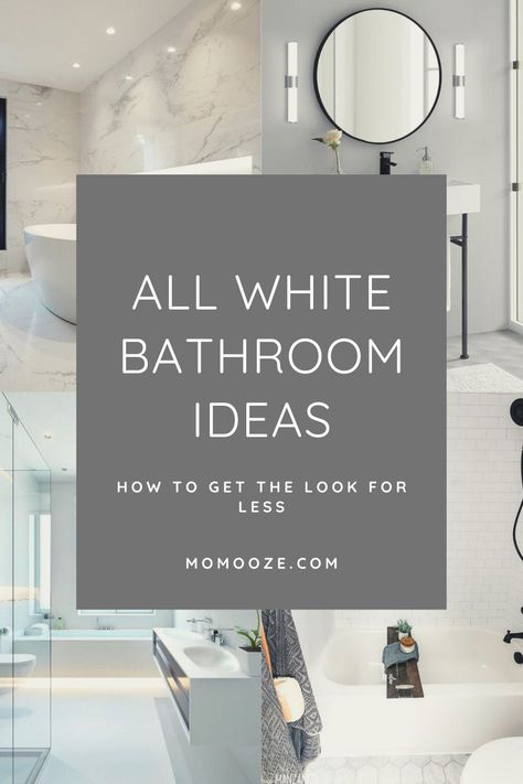 White bathrooms are anything but boring. They are simply gorgeous!And if you think the monochromic palette can get dull fast, you are completely wrong. There is nothing more classical than white bathrooms. Now we are going to show you all white bathrooms ideas you will be amazed. #whitebathroom #bathroomdesign #bathrooms #homedecor #interiordesign Bright White Bathroom Ideas, White On White Tile Bathroom, Decor For A White Bathroom, White Furniture Bathroom, White Tile Combinations Bathroom, White Bathroom White Vanity, Bathrooms With White Walls, White Cabinets Bathroom Ideas, White Bathroom Cupboards