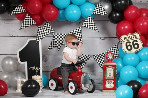 Race Car First Birthday Photoshoot, Fast One Cake Smash Photoshoot, Fast One Birthday Photoshoot, Fast One Cake Smash, Fast One Photo Shoot, Fast One Birthday Cake Smash, Two Fast Photoshoot, Cars Birthday Party Decorations, Cars Birthday Cake