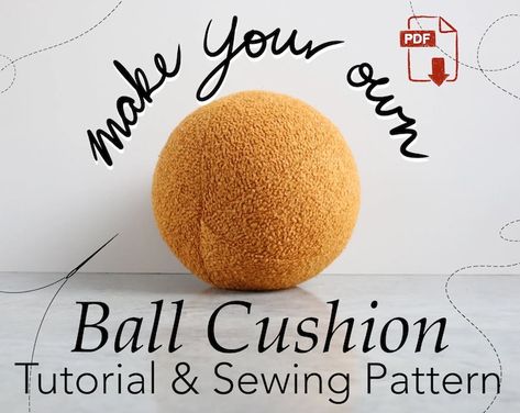 Ball Pillow Diy, Ball Pillow Pattern, Ball Sewing Pattern, How To Makw, Ball Cushion, Pillow Sewing, Sewing Tags, Cushion Tutorial, Applique Cushions