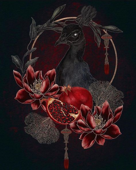 SIGNUM NOIR Gothic Aesthetic Tattoo, Vampire Bat Art, Bat Painting, Pink Poison, First Tattoo Ideas, Dark Glamour, Dark Academia Prints, Pomegranate Art, Apartment Walls