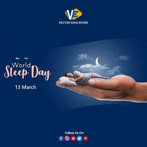 World Sleep Day is designed to raise awareness of sleep as a human privilege that is often compromised by the habits of modern life. World Sleep Day is celebrated on Friday each year before Spring Vernal Equinox. This year it falls on 13 March.  Theme of year 2020 : 'Better Sleep, Better Life, Better Planet' #WorldSleepDay #VectorEducators World Sleep Day, 13 March, Vernal Equinox, Sleep Better, It's Fall, Modern Life, Better Sleep, Better Life, Essential Oil