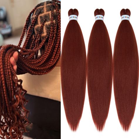 PRICES MAY VARY. 【Material】Prestretched Braiding Hair Colorful , Ginger Braiding Hair is Yaki Texture, Natural Looking and Feel Soft as Human Hair, Professional Hair for Braiding Extensions. 【Attribute】Colorful 350 Braiding Hair Pre Stretched 26 inch. 3 packs 300 grams. Normally 3-8 Packs is Enough for a Full Head, According to the Needs of Personal Hairstyle. 【Original Hair Braids】Colored Auburn Braiding Hair Quick and Easy Lock for Braids and Make Box Braids Crochet Hair or Senegalese Twist Cr Ginger Box Braids With Beads, Color 350 And 30 Box Braids, 350 Braiding Hair, 350 Braids, Auburn Braids, Braiding Extensions, Ginger Ombre, Kids Hair Color, Senegalese Twist Crochet Hair