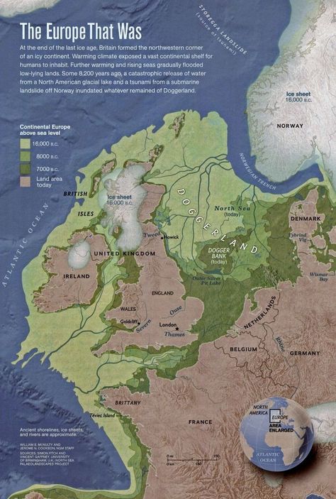 What Europe looked like 8,200 years ago: | 27 Pictures That Will Change The Way You Look At The World Continental Shelf, Geography Map, Sea Level Rise, History Timeline, Ancient Maps, English History, Anne Boleyn, Trondheim, History Pictures