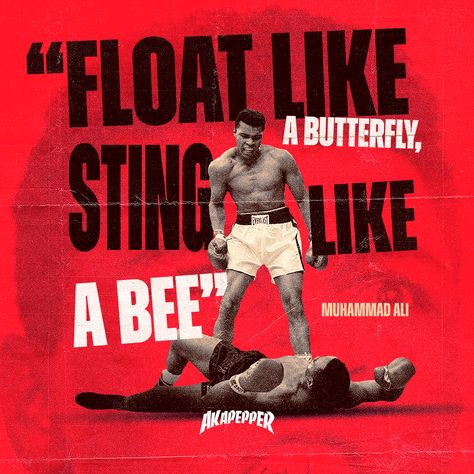 Muhammad Ali Inspirational Poster Boxing Typography, Boxing Branding, Football Graphic Design, Quote Poster Design, Muhammad Ali Poster, Box Poster, Typography Shirt Design, Muhammed Ali, Boxing Posters