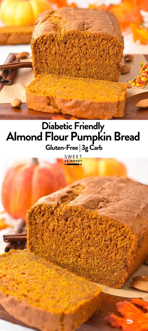 This Almond Flour Pumpkin Bread has a delicious moist crumb, perfect for celebrating the fall season.Bonus, this pumpkin bread recipe is also low-carb, sugar-free, and gluten-free. Almond Flour Pumpkin Bread, Almond Flour Pumpkin, Gluten Free Pumpkin Bread, Almond Flour Bread, Baking With Almond Flour, Low Carb Flour, Almond Flour Recipes, Pumpkin Bread Recipe, Free Facebook