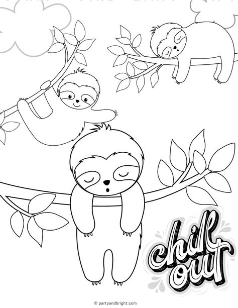 Print out these cute Sloth Coloring Pages for kids & adults plus other fun sloth activity printables like a word search, maze & a sloth mask! Sloth Coloring Pages Free Printable, Sloth Outline, Cute Sloth Coloring Pages, Sloth Doodle, Sloth Coloring Pages, Sloth Drawing, Sunflower Coloring Pages, Activity Printables, Vegetable Coloring Pages