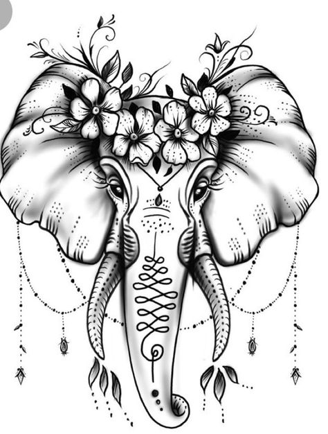 Tattoo Designs Black And White, Tato Mandala, Black Flowers Tattoo, Tato Maori, Designs Black And White, Tato Paha, Elephant Tattoo Design, Men Tattoos, Tattoo Zeichnungen