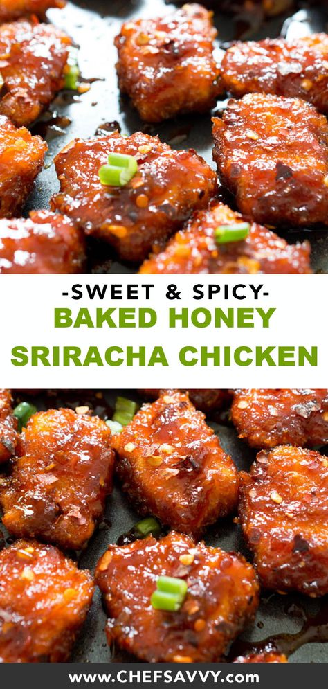 Easy Fun Dinner Recipes Healthy, Easy First Apartment Meals, Sweet And Spicy Honey Chicken, Dinner Ideas Spicy, Recipes With Sriracha, Easy Spicy Chicken Recipes, Healthy But Tasty Recipes, Spicy Recipes Dinner, Oven Meals Dinners