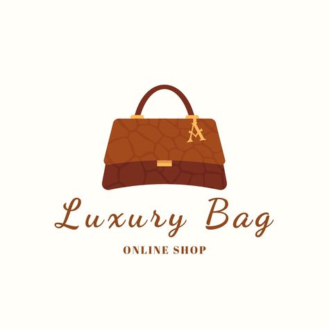 Brown Illustration Luxury Bag Online Shop Logo - Templates by Canva Bags Logo Design Ideas, Bag Logo Design, Online Shop Logo, Brown Illustration, Photo Collage Prints, Small Business Instagram, Boutique Logo Design, Bag Quotes, Bag Logo