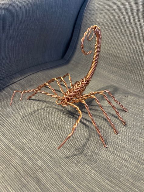 These wire scorpion sculptures are made to order. Each one is unique. Color, shape, and size may slightly very Wire Scorpion Tutorials, Angel Wire Art, Metal Wire Art Ideas, Wire Work Sculpture, Wire Wrapped Sculpture, Copper Wire Sculpture, Wire Bending Art, Scorpion Craft, 3d Wire Sculpture